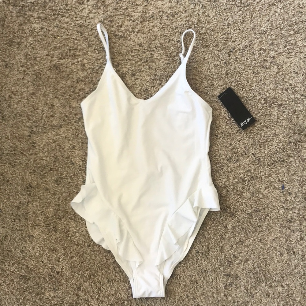 NWT Nasty Gal white swimsuit one piece